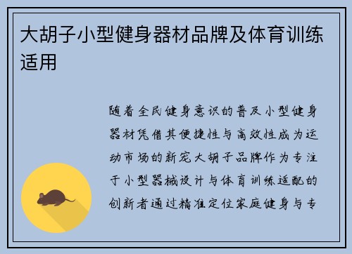 大胡子小型健身器材品牌及体育训练适用