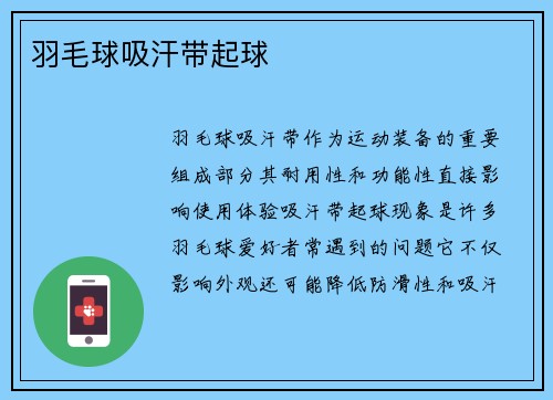 羽毛球吸汗带起球