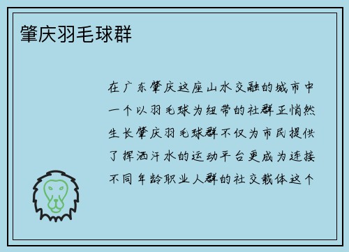 肇庆羽毛球群